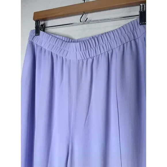 EILEEN FISHER Women Silk Georgette Crepe Wide Leg Pull On Pant Purple Size XL - Picture 3 of 10
